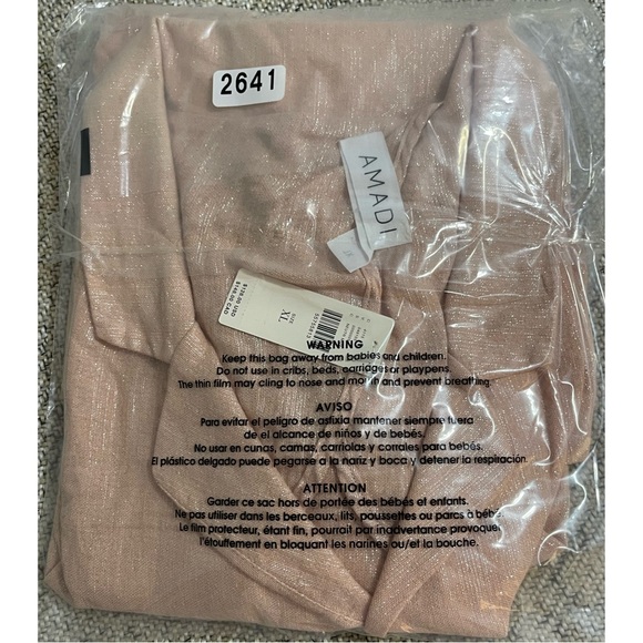 Anthropologie Amadi Kaye Linen Oversized Metallic Blazer Blush NWT Size XL - Picture 9 of 11